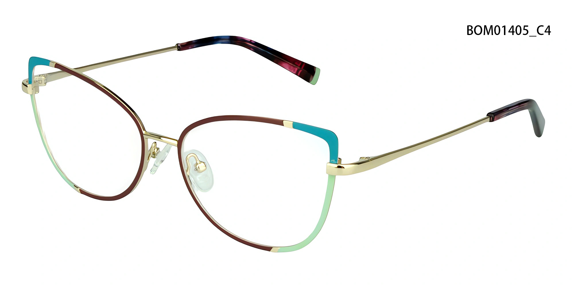 Women's Color-Block Metal Optical Frame | Lightweight Fashion Eyewear detail 5