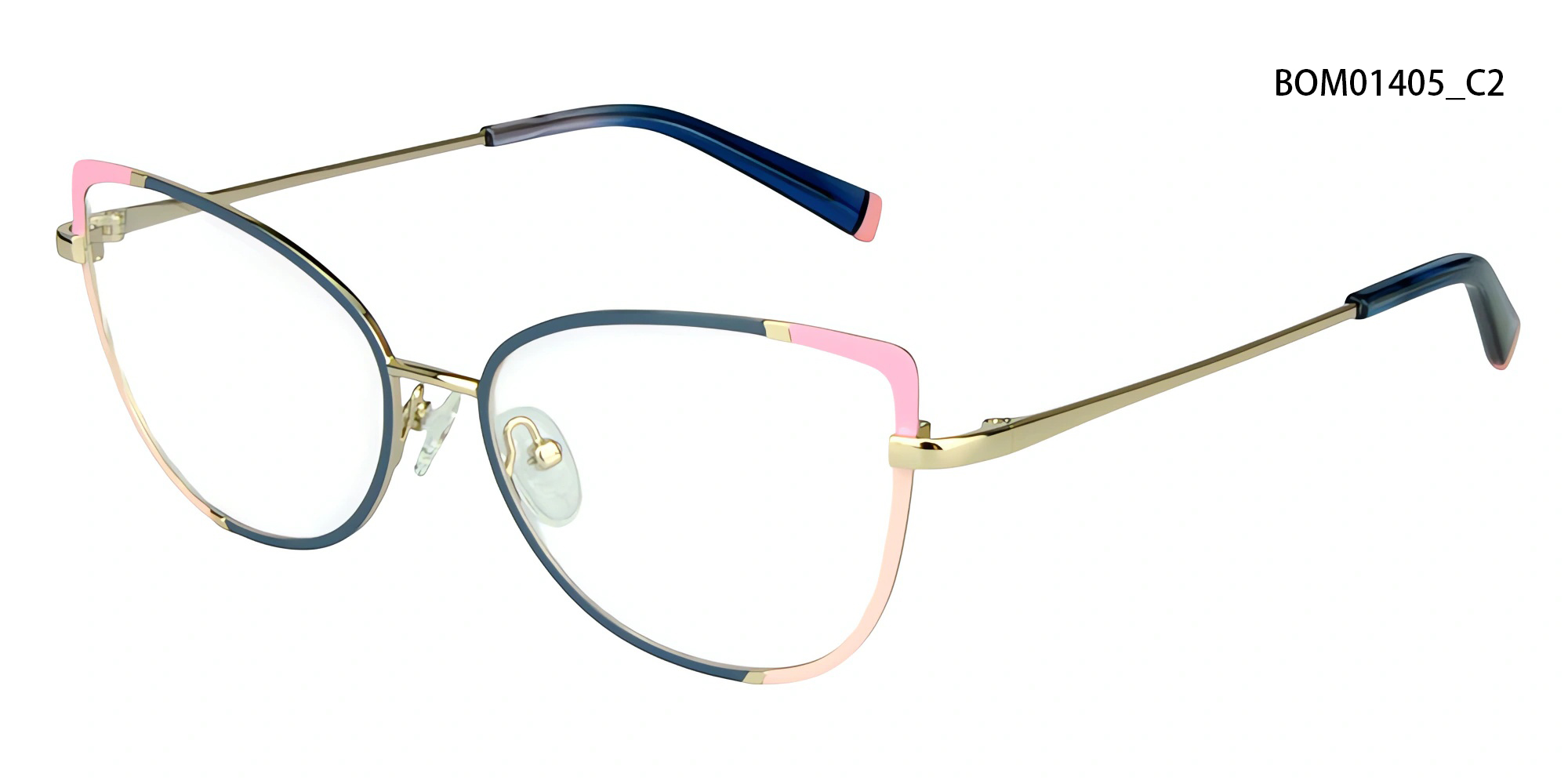 Women's Color-Block Metal Optical Frame | Lightweight Fashion Eyewear detail 3
